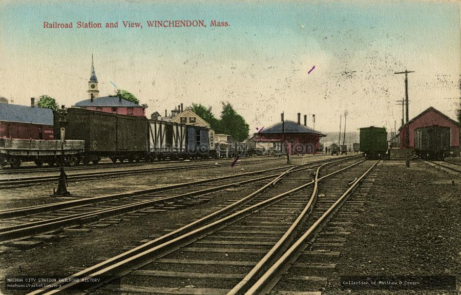 Postcard: Railroad Station and View, Winchendon, Massachusetts